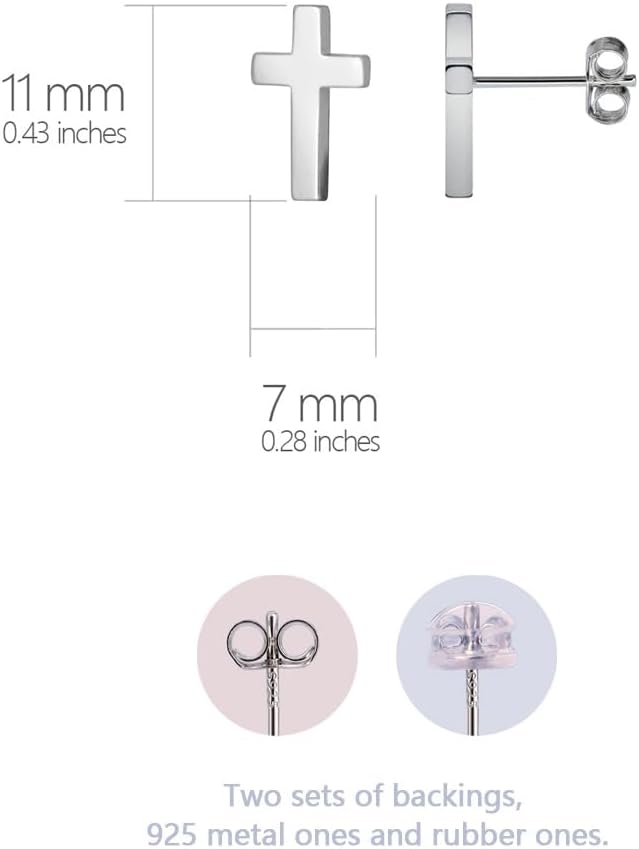 Cross Stud Earrings-Sterling Silver