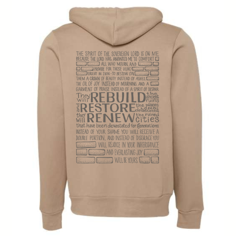 Rebuild Restore Renew- Tan Unisex Sponge Fleece Full-Zip Hoodie