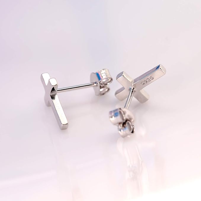 Cross Stud Earrings-Sterling Silver