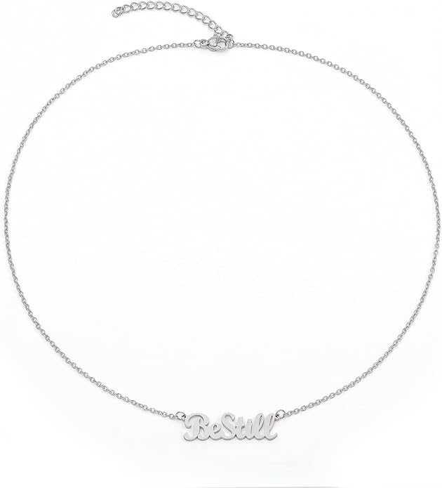 Be Still Script Necklace- Silver