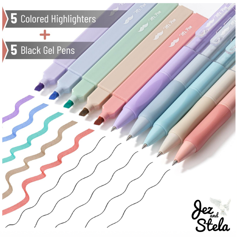 Mr. Pen- Aesthetic Highlighters and Gel Pens, 10 Pack