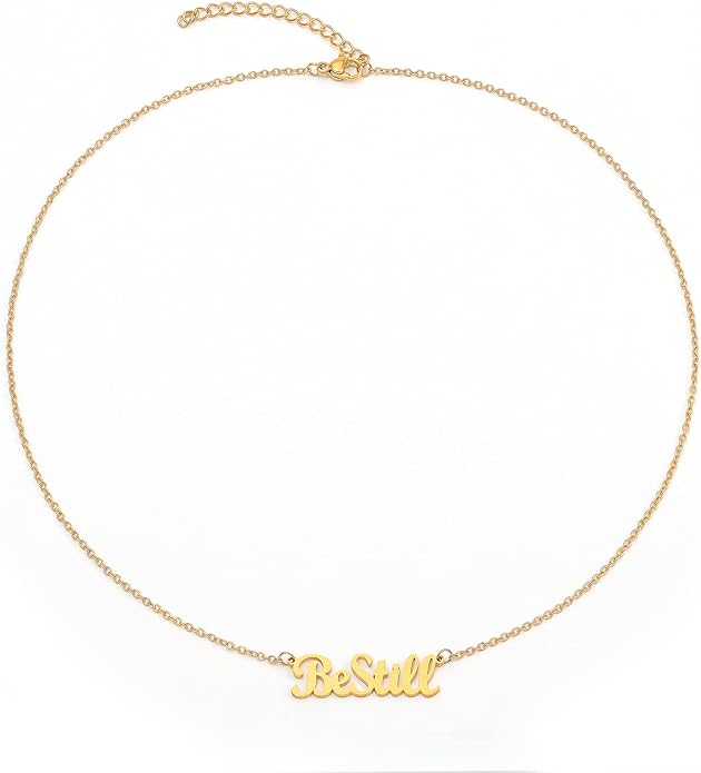 Be Still Script Necklace- Gold
