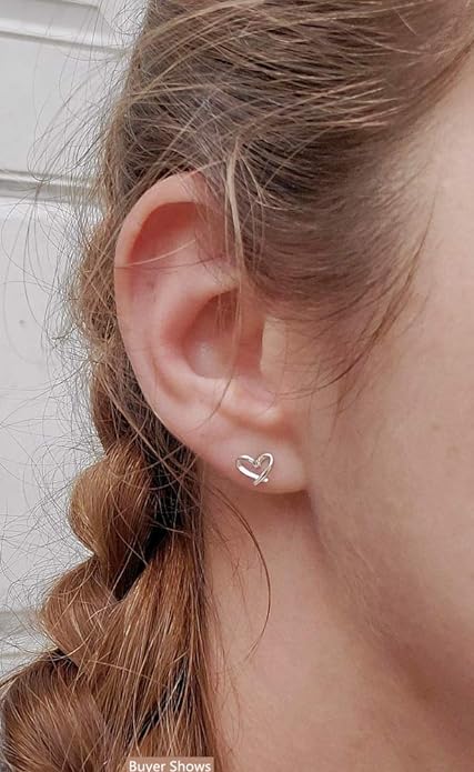 Heart Stud Earrings-Sterling Silver