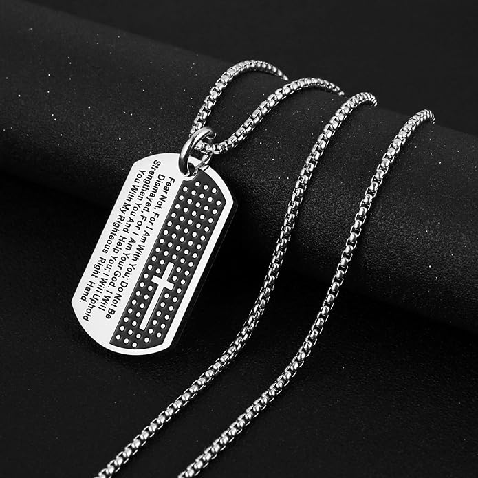 Isaiah 41:10 Men Dog Tag Necklace