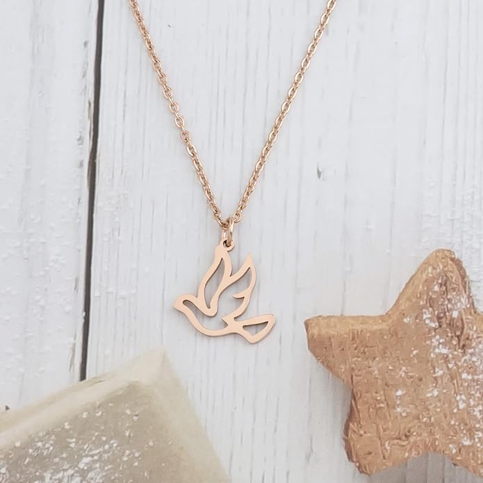 Soaring Dove Necklace-Rose Gold