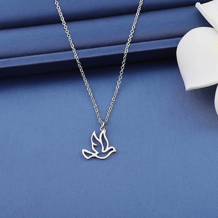 Soaring Dove Necklace-Silver
