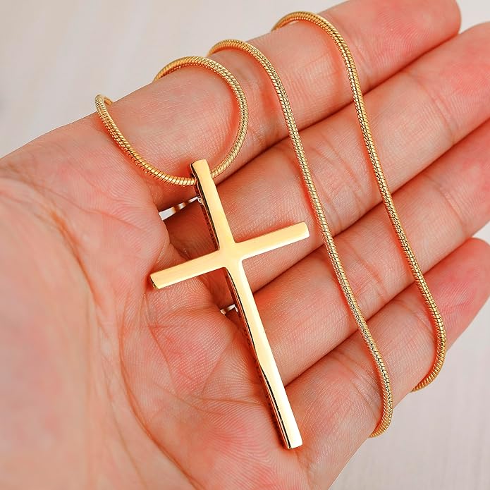 I Can Do All Things...-Men's Gold Cross Pendant Necklace
