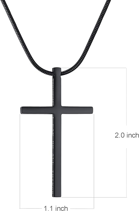 I Can Do All Things...-Men's Black Cross Pendant Necklace