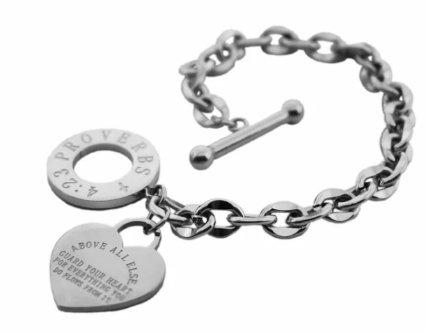 Above All Else- Silver Heart Charm Bracelet