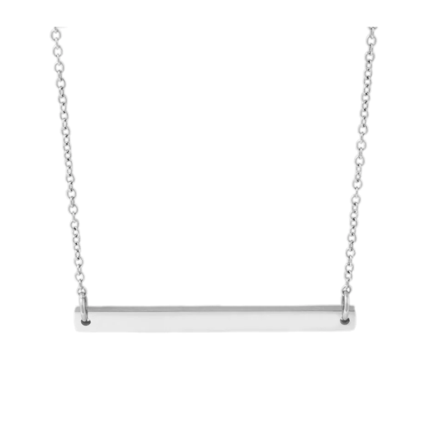 Strong & Courageous- Silver Bar Necklace