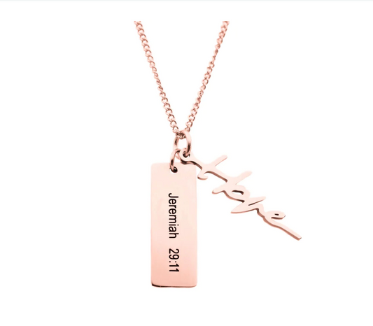 Hope- Rose Gold Necklace With Verse Tag