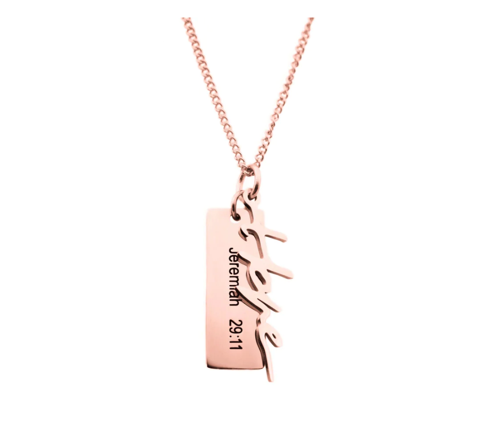 Hope- Rose Gold Necklace With Verse Tag