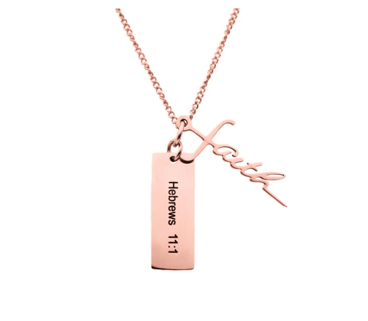 Faith- Rose Gold Necklace With Verse Tag