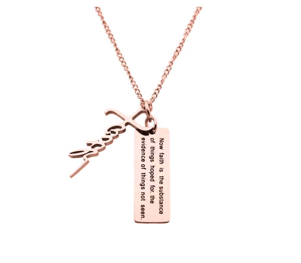 Faith- Rose Gold Necklace With Verse Tag