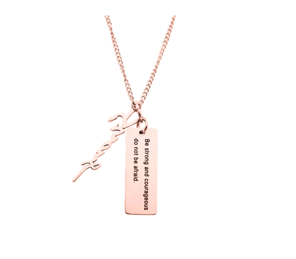 Strong- Rose Gold Necklace With Verse Tag