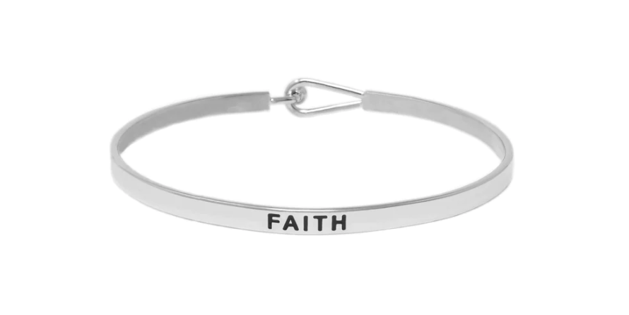 Faith- Silver Thin Hook Bracelet