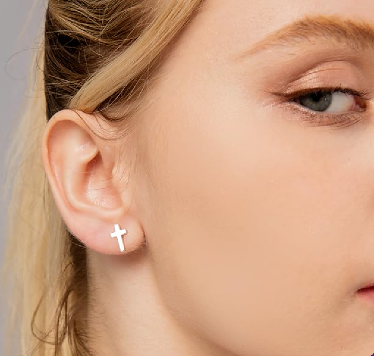 Cross Stud Earrings-Sterling Silver