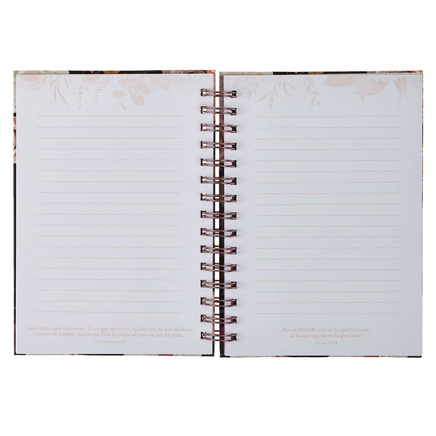 Diario Espiral Negro Floral Fuerte y Valiente Jos. 1:9