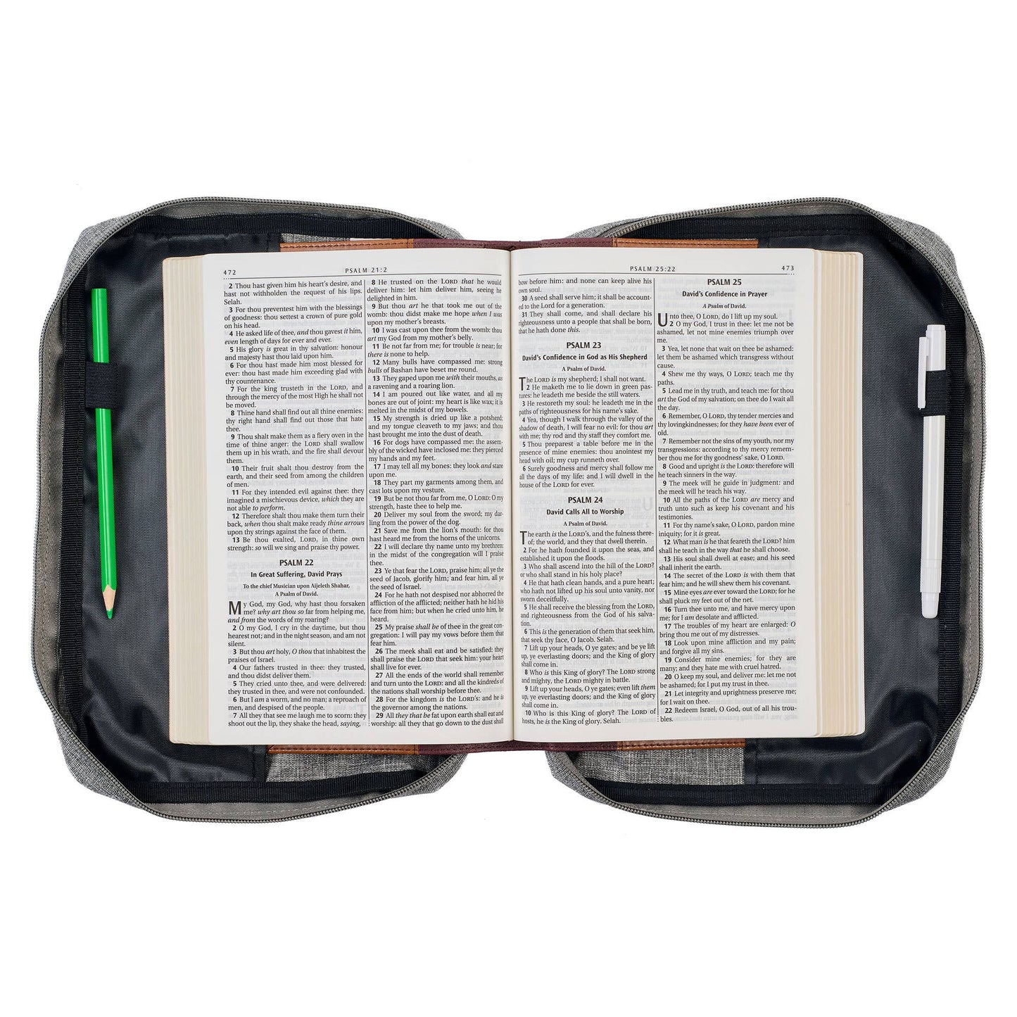 Bible Cover Value Gray Strong & Courageous Jsh. 1:9: Medium