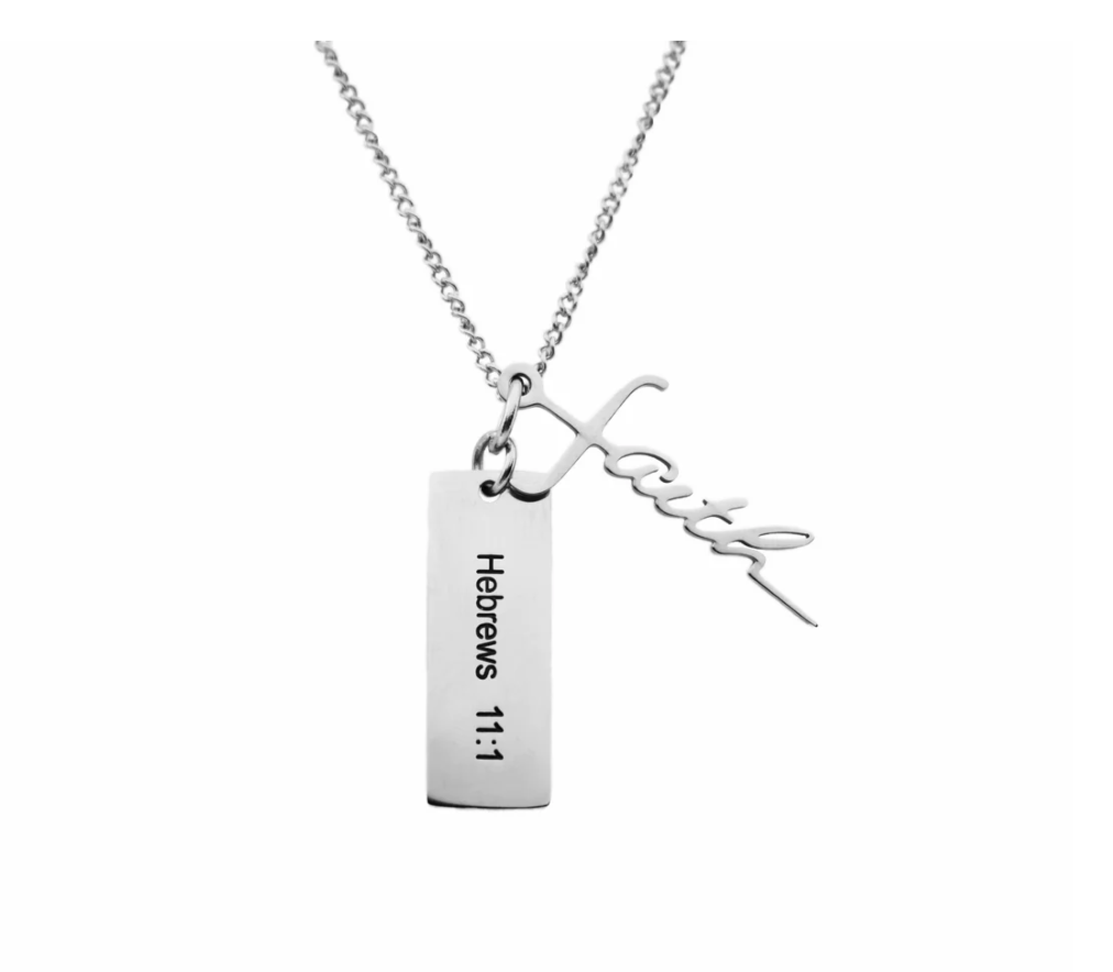 Faith- Silver Necklace With Verse Tag