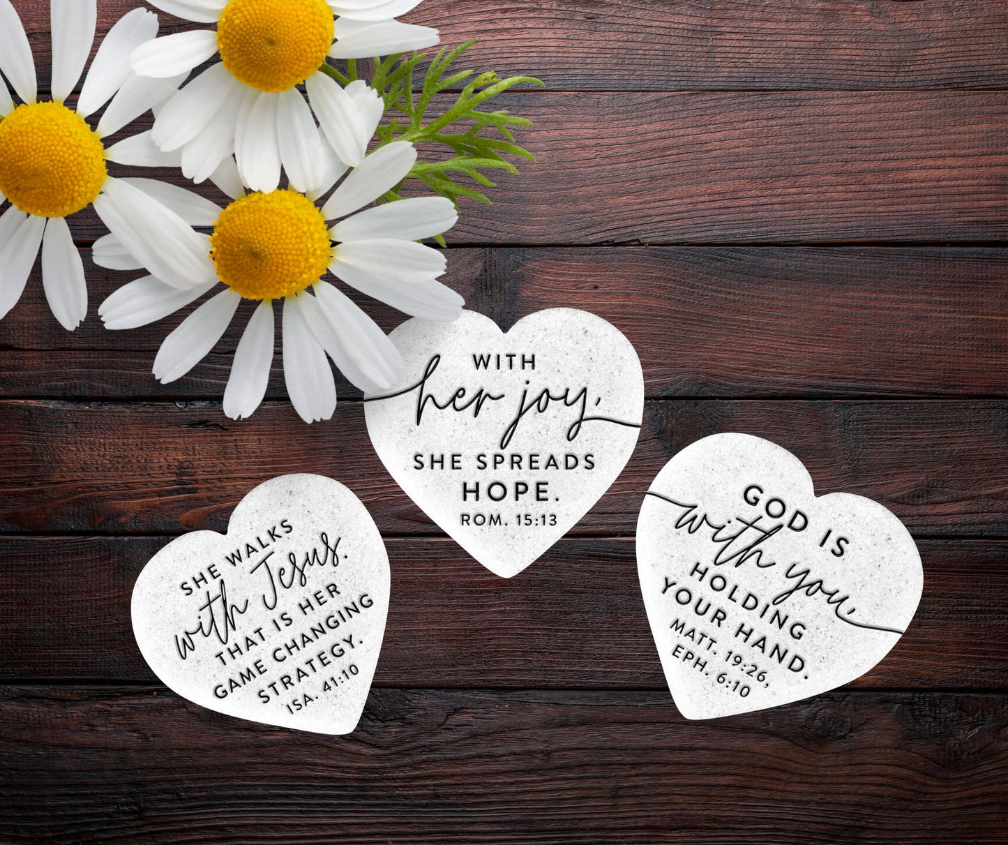 LCP Tabletop Heart Stone Walks With Jesus - Heart Stone