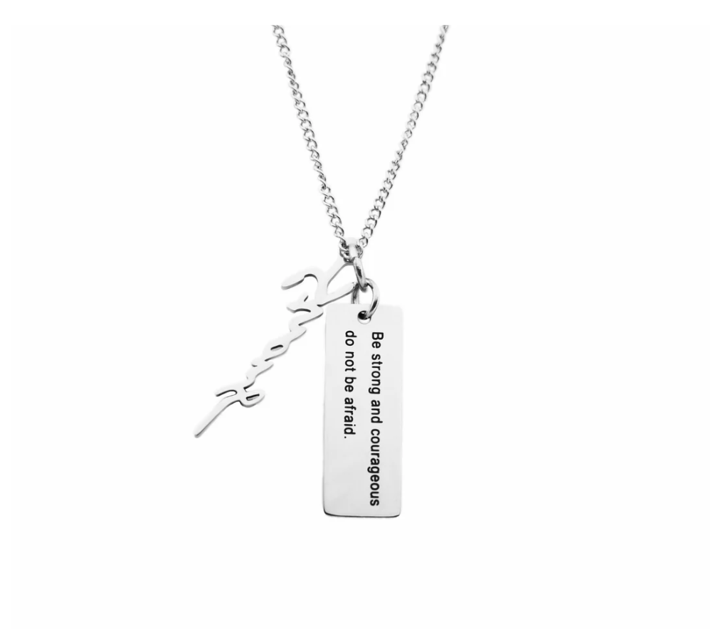 Strong- Silver Necklace With Verse Tag