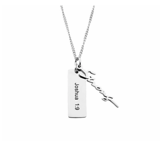 Strong- Silver Necklace With Verse Tag