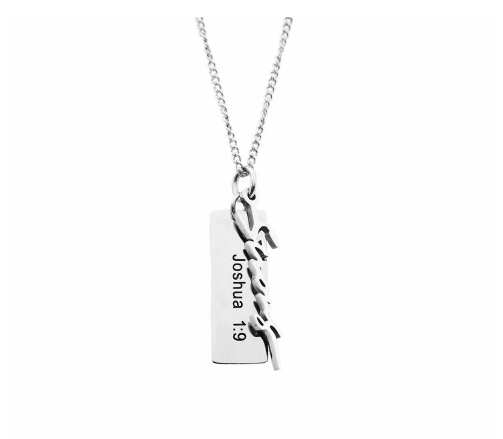 Strong- Silver Necklace With Verse Tag