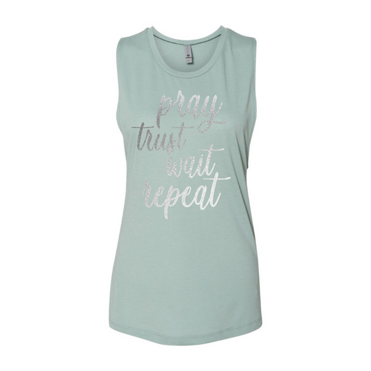 Pray. Trust. Wait. Repeat.- Women’s Festival Muscle Tank