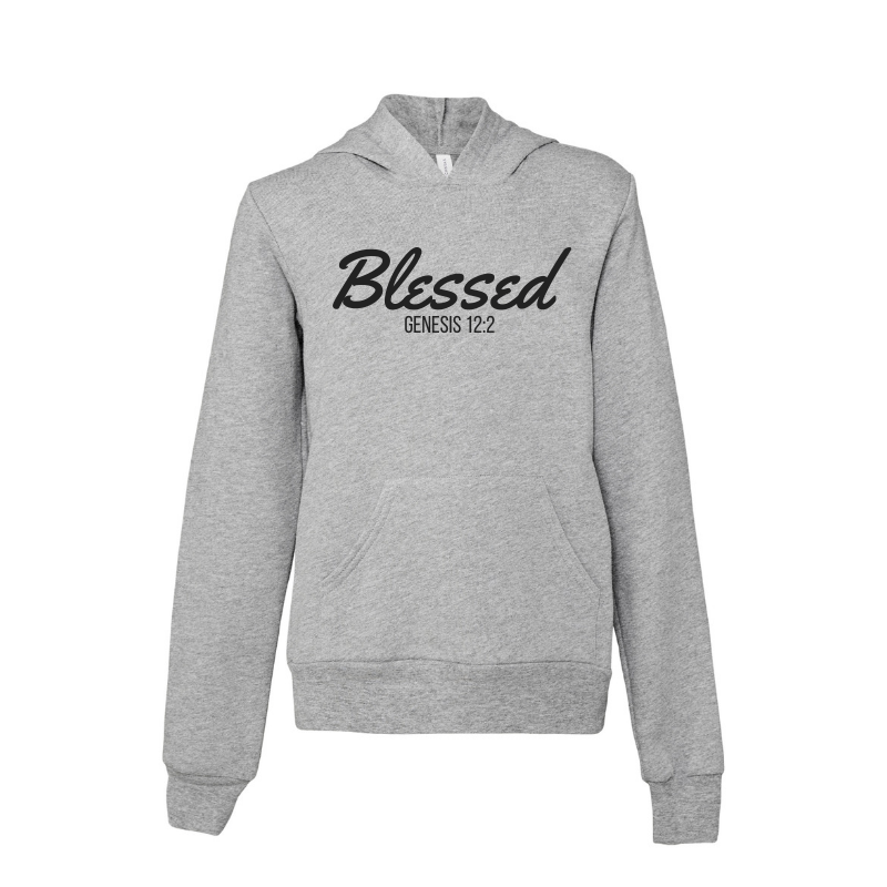 Blessed- Athletic Heather Youth Sponge Fleece Hoodie