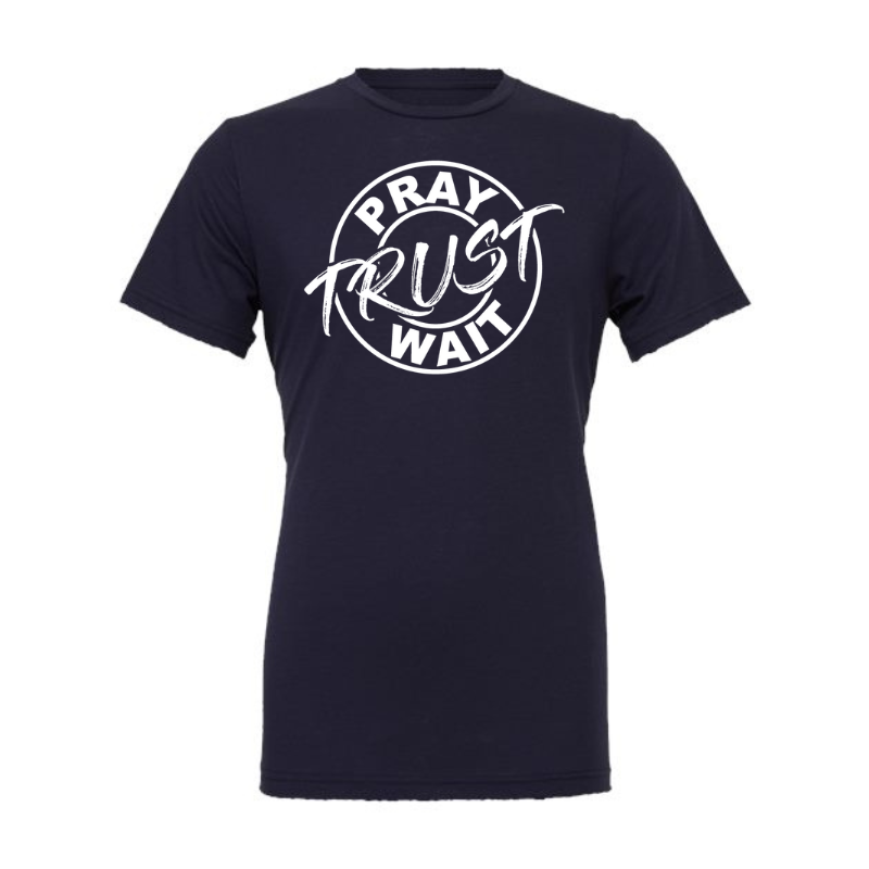 Pray Trust Wait- Navy Eco Hybrid Tee