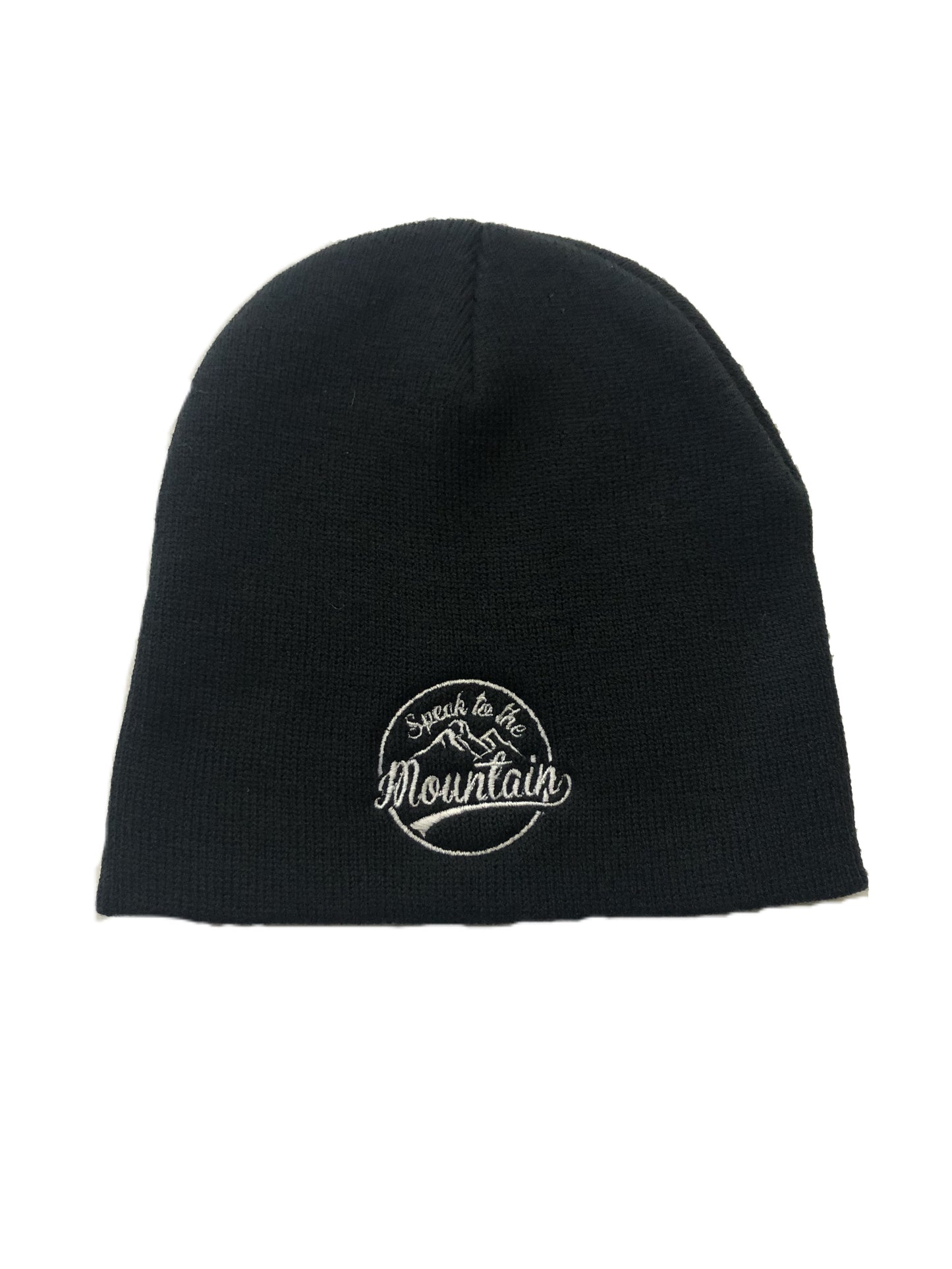 Speak to the Mountain- Black 8" Knit Beanie