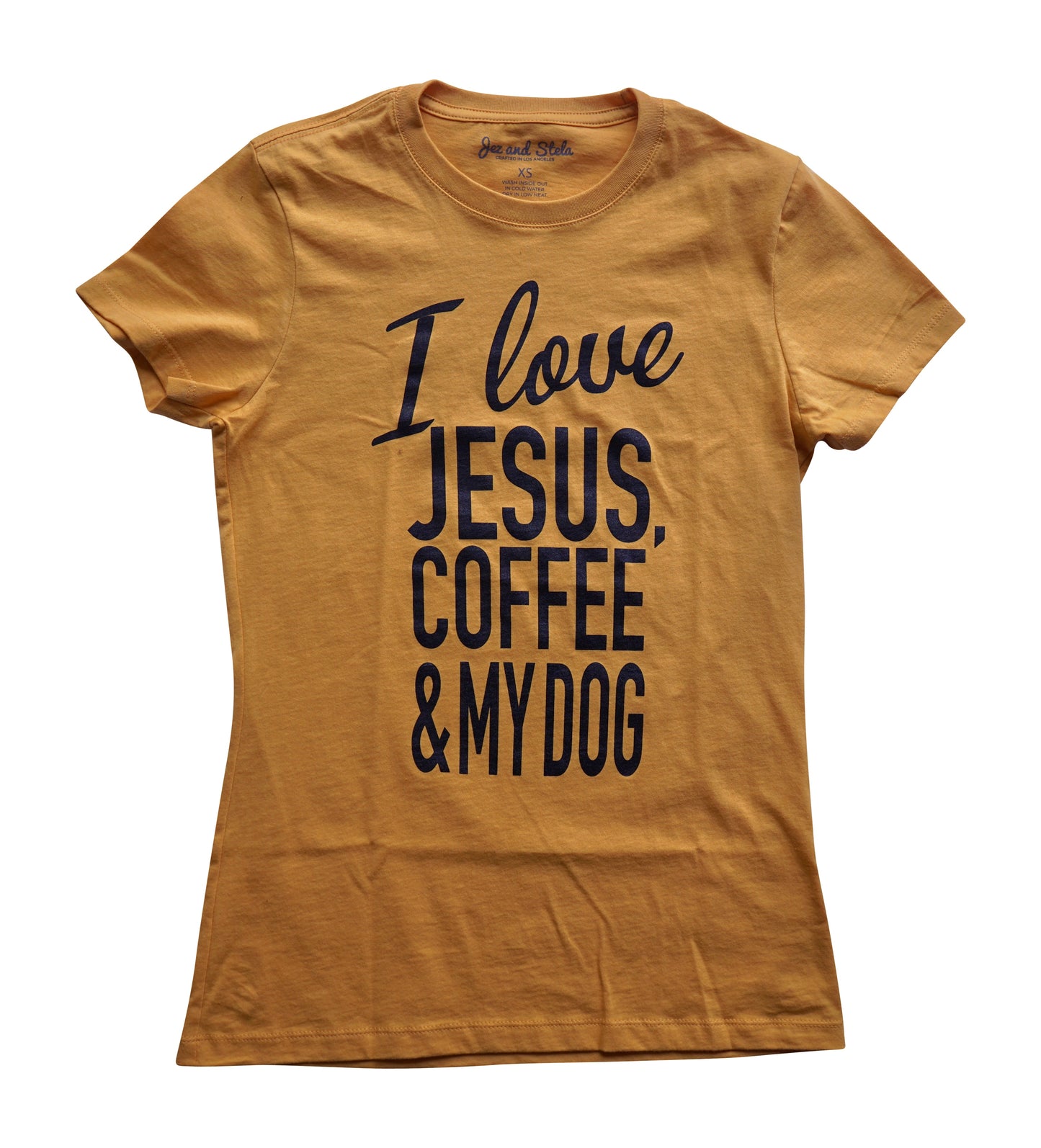 I love... (Jez)-Ladies Mustard  Fine Jersey Tee