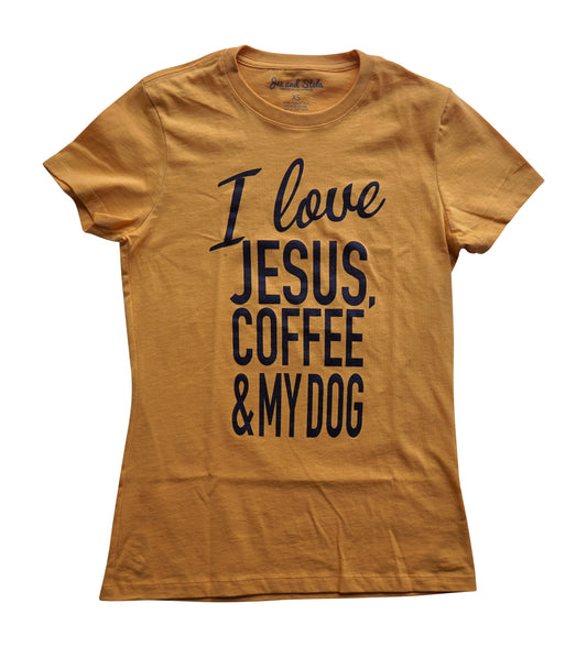 I love... (Jez)-Ladies Mustard  Fine Jersey Tee