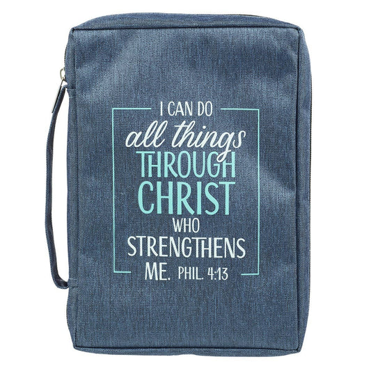 Bible Cover Value Blue Through Christ Phil. 4:13: Large