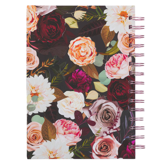 Diario Espiral Negro Floral Fuerte y Valiente Jos. 1:9