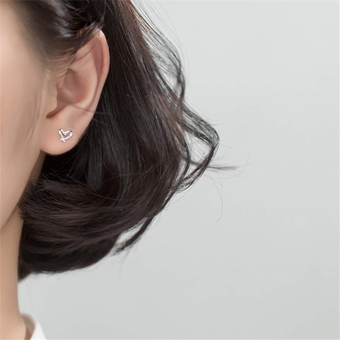 Heart Stud Earrings-Sterling Silver