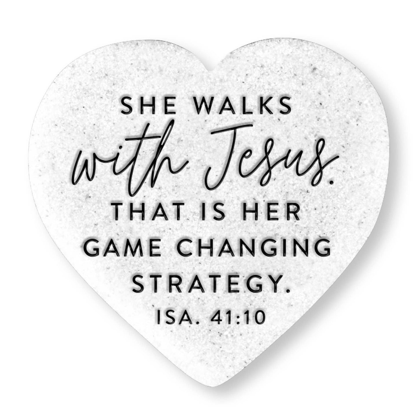 LCP Tabletop Heart Stone Walks With Jesus - Heart Stone