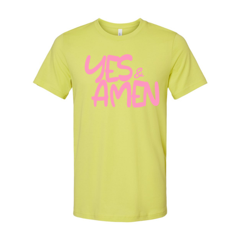 Yes & Amen (PUFF)- Strobe Yellow Fine Jersey T-shirt