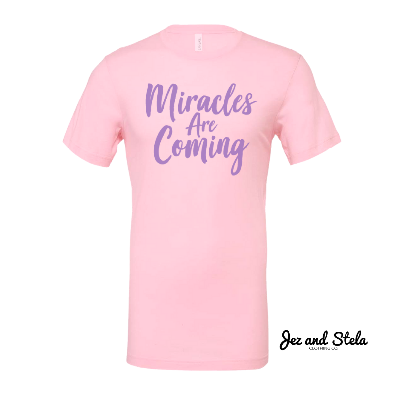 Miracles are Coming- Pink Unisex Short Sleeve Jersey Tee