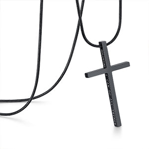 I Can Do All Things...-Men's Black Cross Pendant Necklace