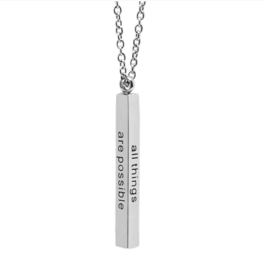 With God...-Silver Vertical Bar Necklace