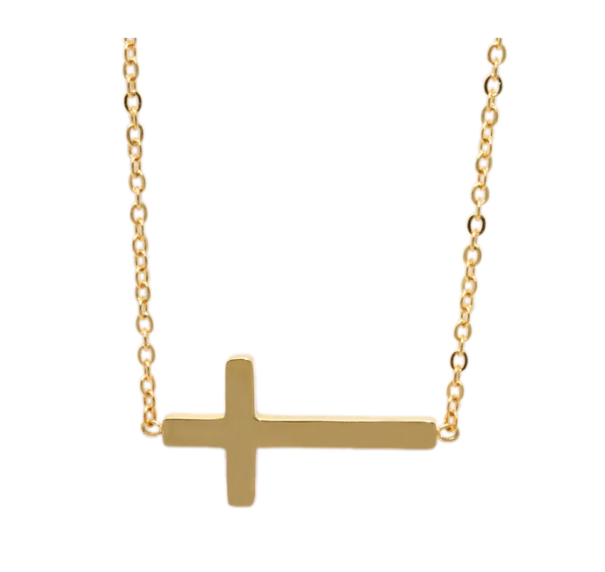 Small Side Cross-Gold Necklace