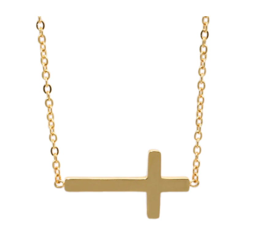 Small Side Cross-Gold Necklace