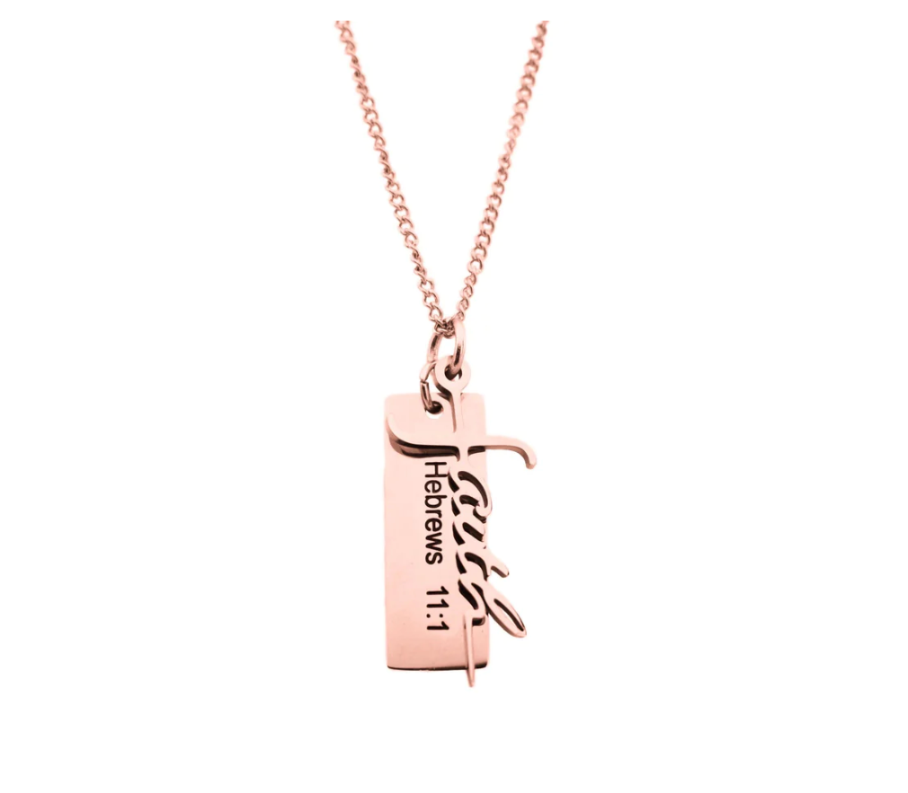 Faith- Rose Gold Necklace With Verse Tag