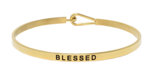 Blessed- Gold Thin Hook Bracelet