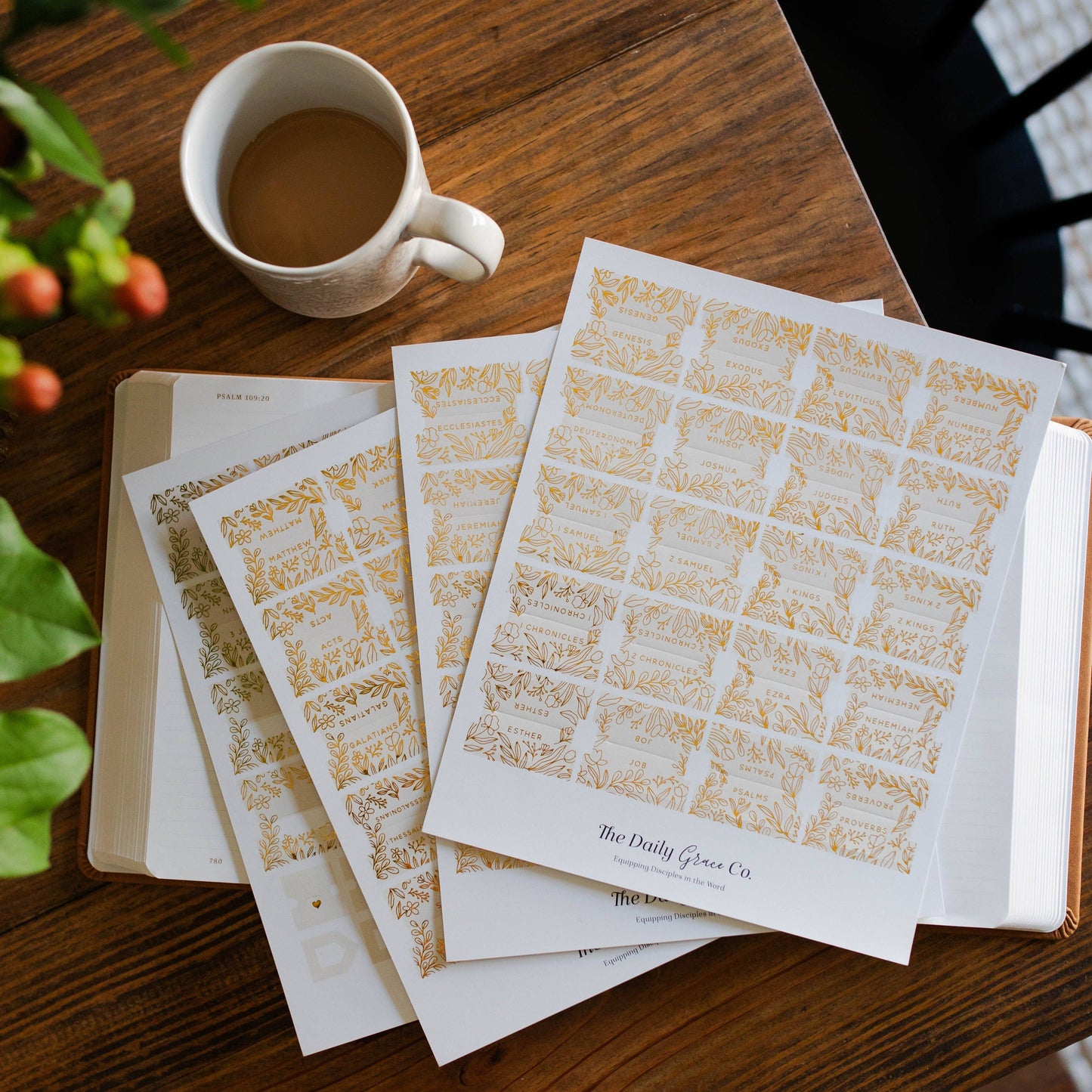 Gold Foil Bible Tabs - Cream