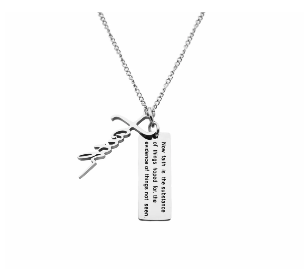Faith- Silver Necklace With Verse Tag