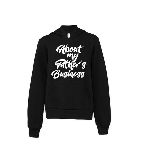 About my Father's...- Black Youth Sponge Fleece Hoodie