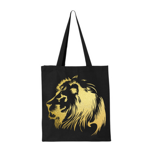 Lion of Judah-Black Jumbo Canvas Shopper Tote
